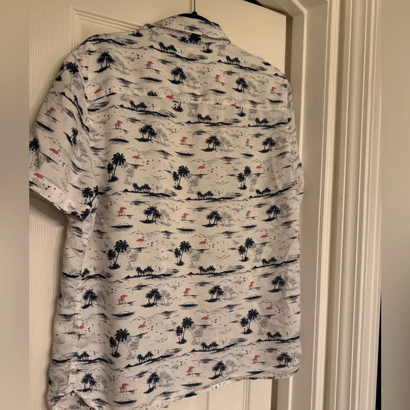 Age Of Wisdom Men's Shirt Size M Flamingo Tropical Outdoors Modal Navy - Picture 6 of 6